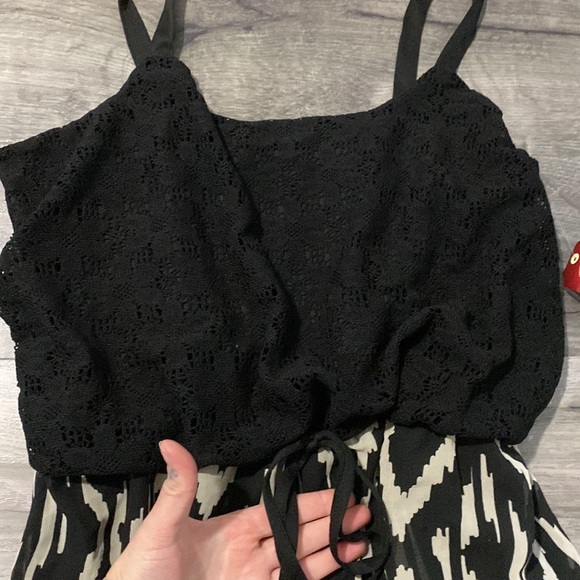 NWT women juniors size large L black lace top diamond bottom maxi dress - Picture 2 of 3